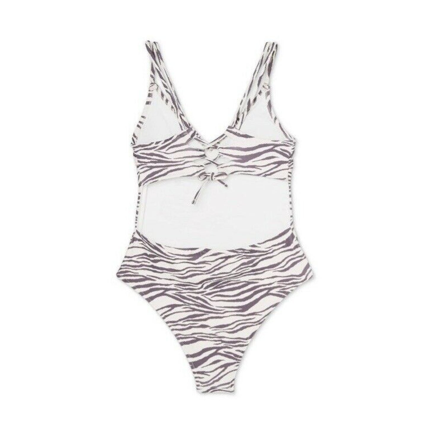 Women's Double Strap Tie Back Monokini Swimsuit NWT Shade & Shore S M