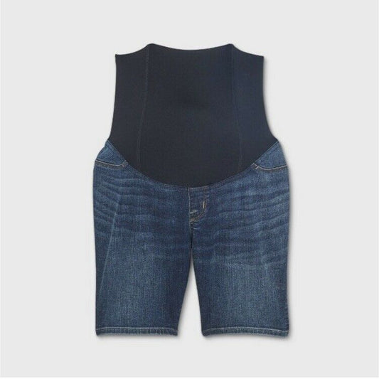 Crossover Panel Bermuda Maternity Jean Shorts - Isabel Maternity size 8/29 9”