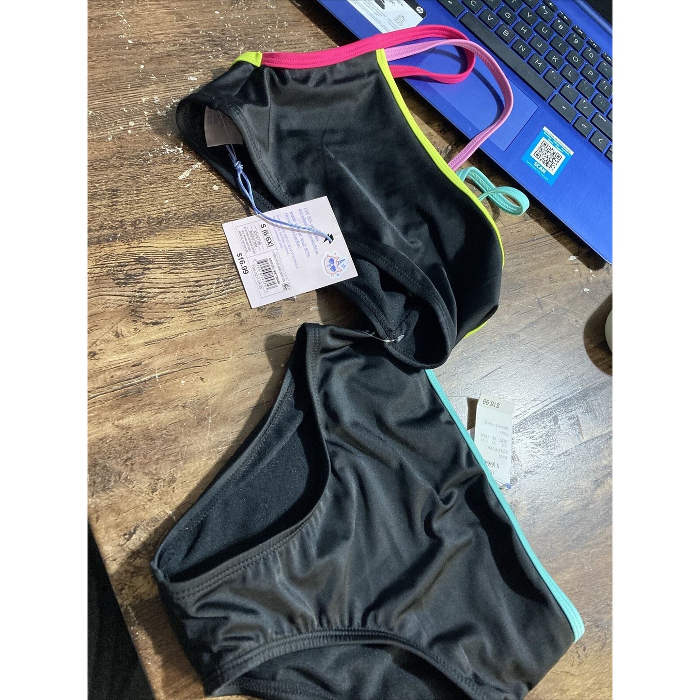 Girls' Colorblock High Waist Bikini Set - More Than Magic™ Black See Details
