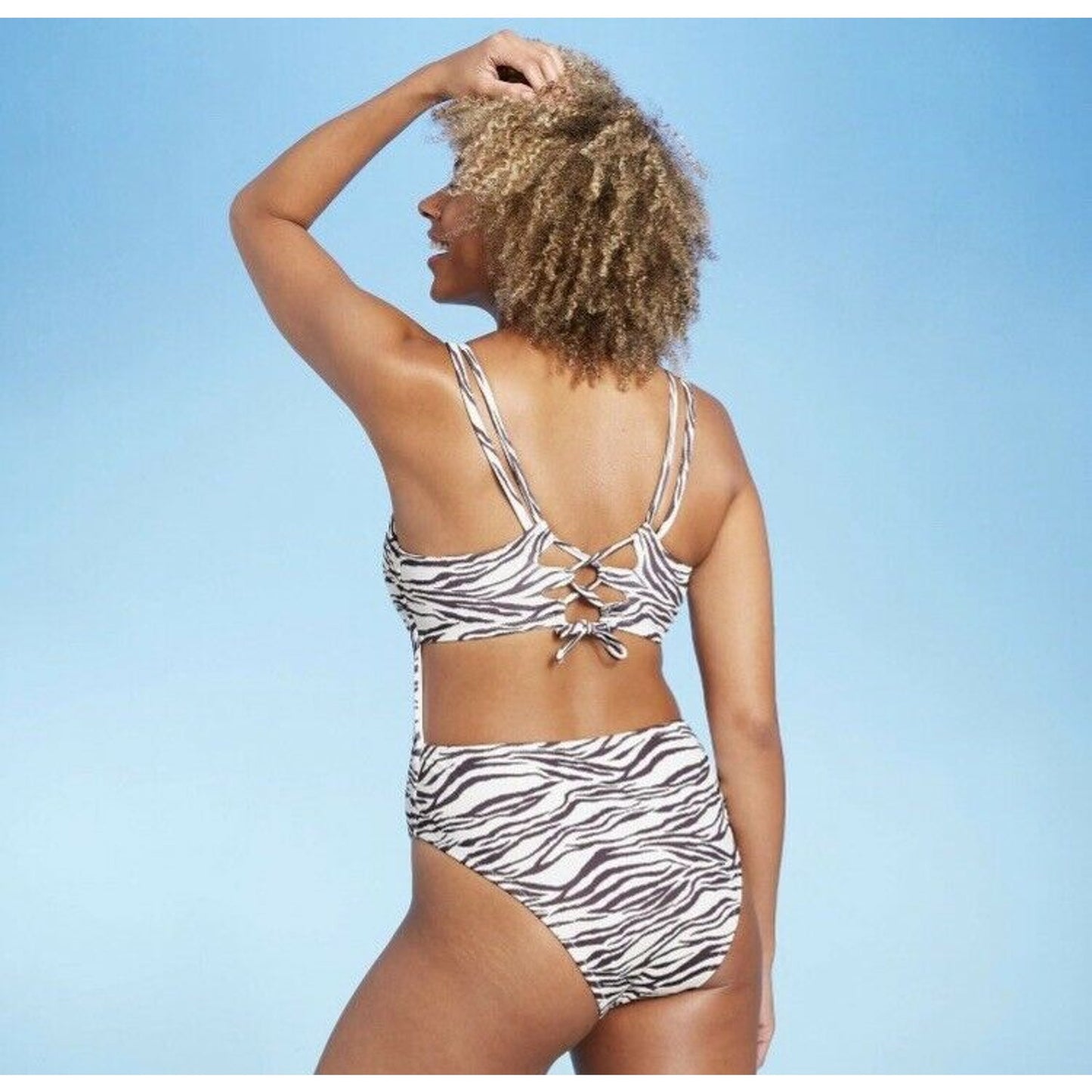 Women's Double Strap Tie Back Monokini Swimsuit NWT Shade & Shore S M