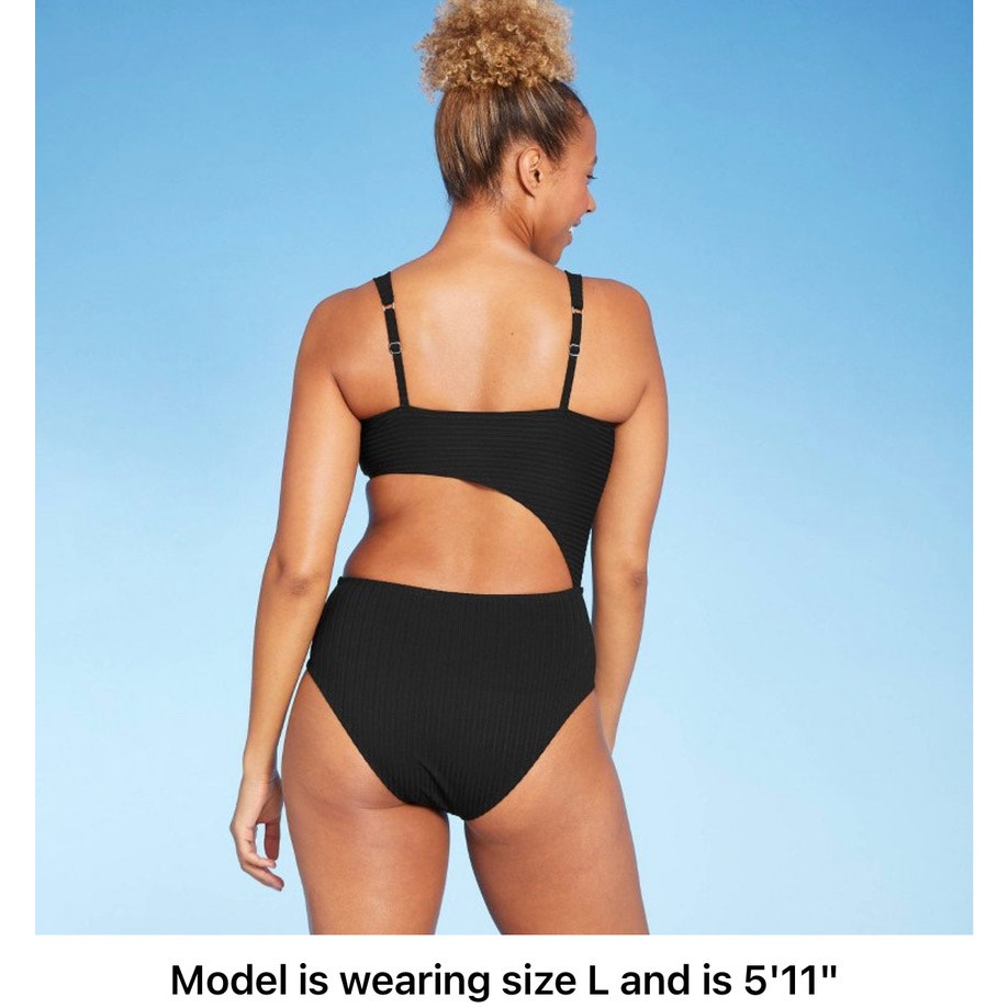 Women's Ribbed Cut Out One Piece Swimsuit - Shade & Shore™ S