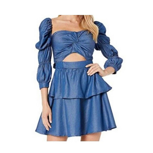 BEBE CHAMBRAY CUPCAKE DRESS 4 BLUE