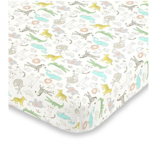 Carter's Colorful Zoo Animals Super Soft Mini Crib Fitted Sheet