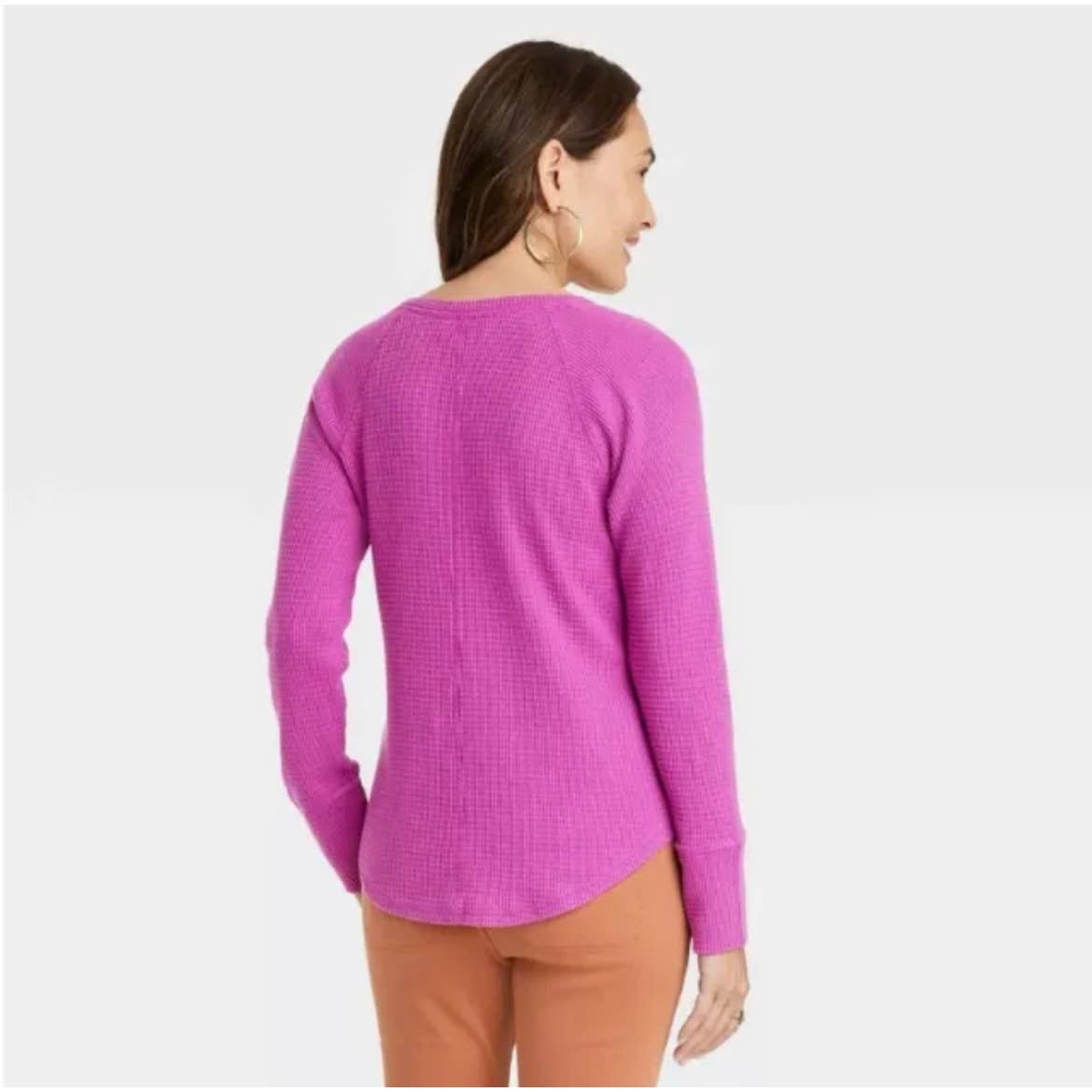 Women's Long Sleeve Notch Neck Thermal Top - Knox Rose Berry Purple XXL