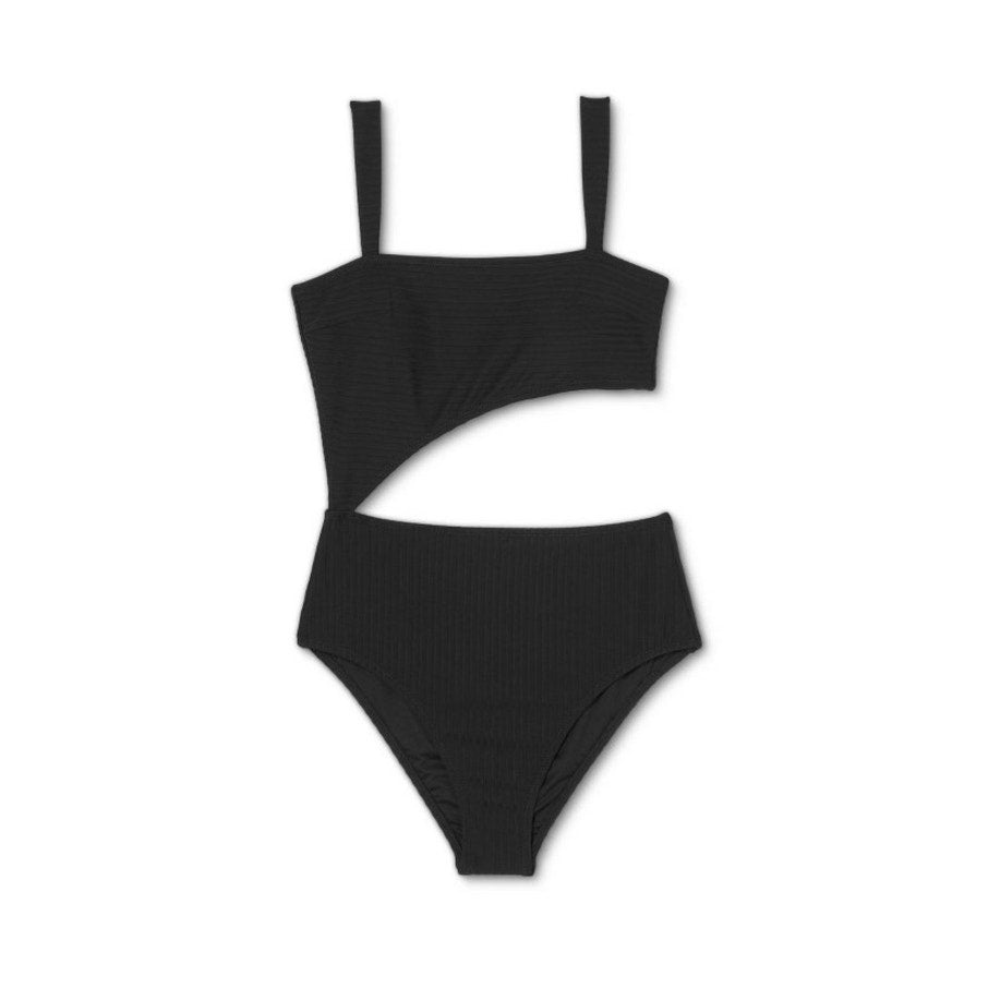 Women's Ribbed Cut Out One Piece Swimsuit - Shade & Shore™ S
