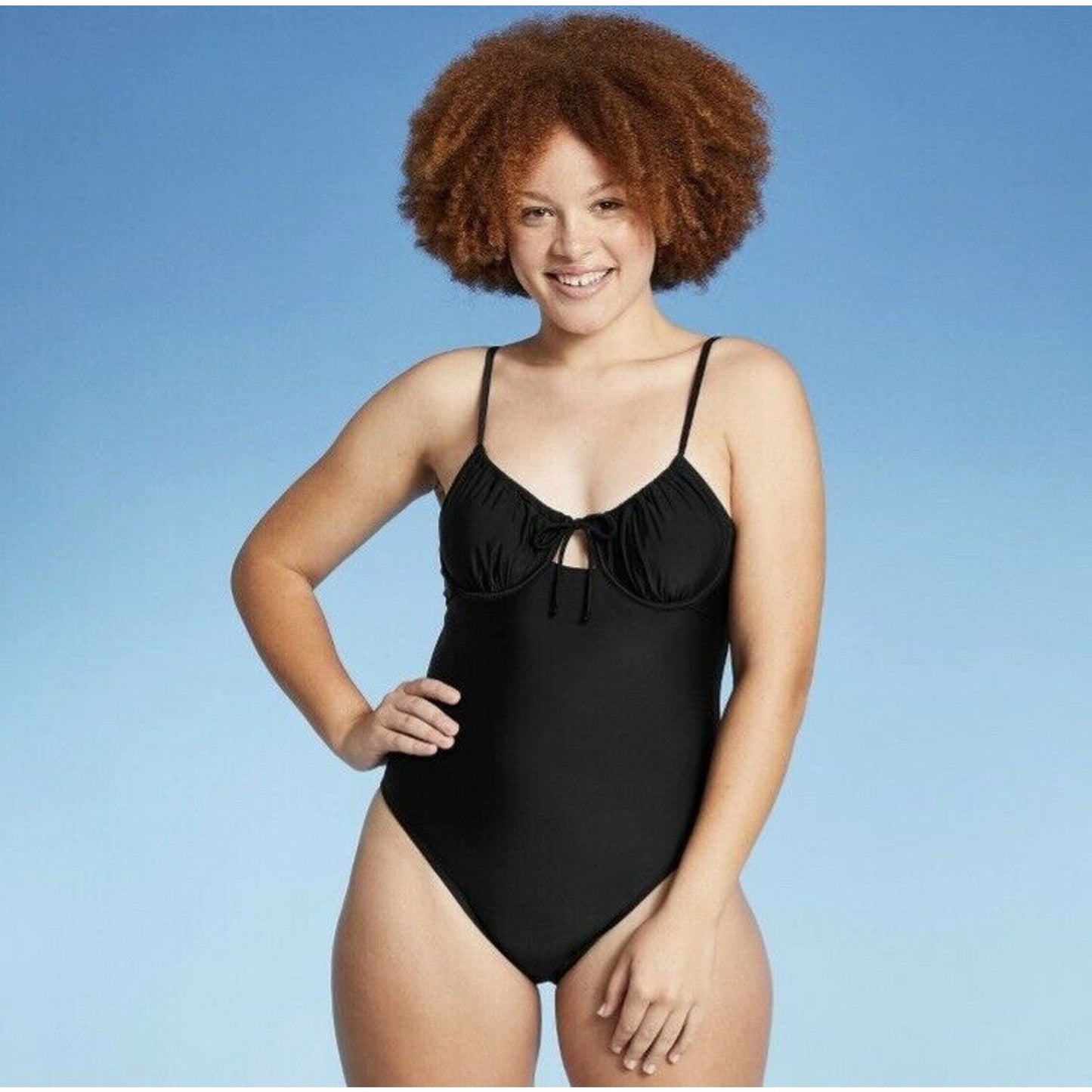 Juniors' Shirred Underwire One Piece Swimsuit - Xhilaration™ Black M
