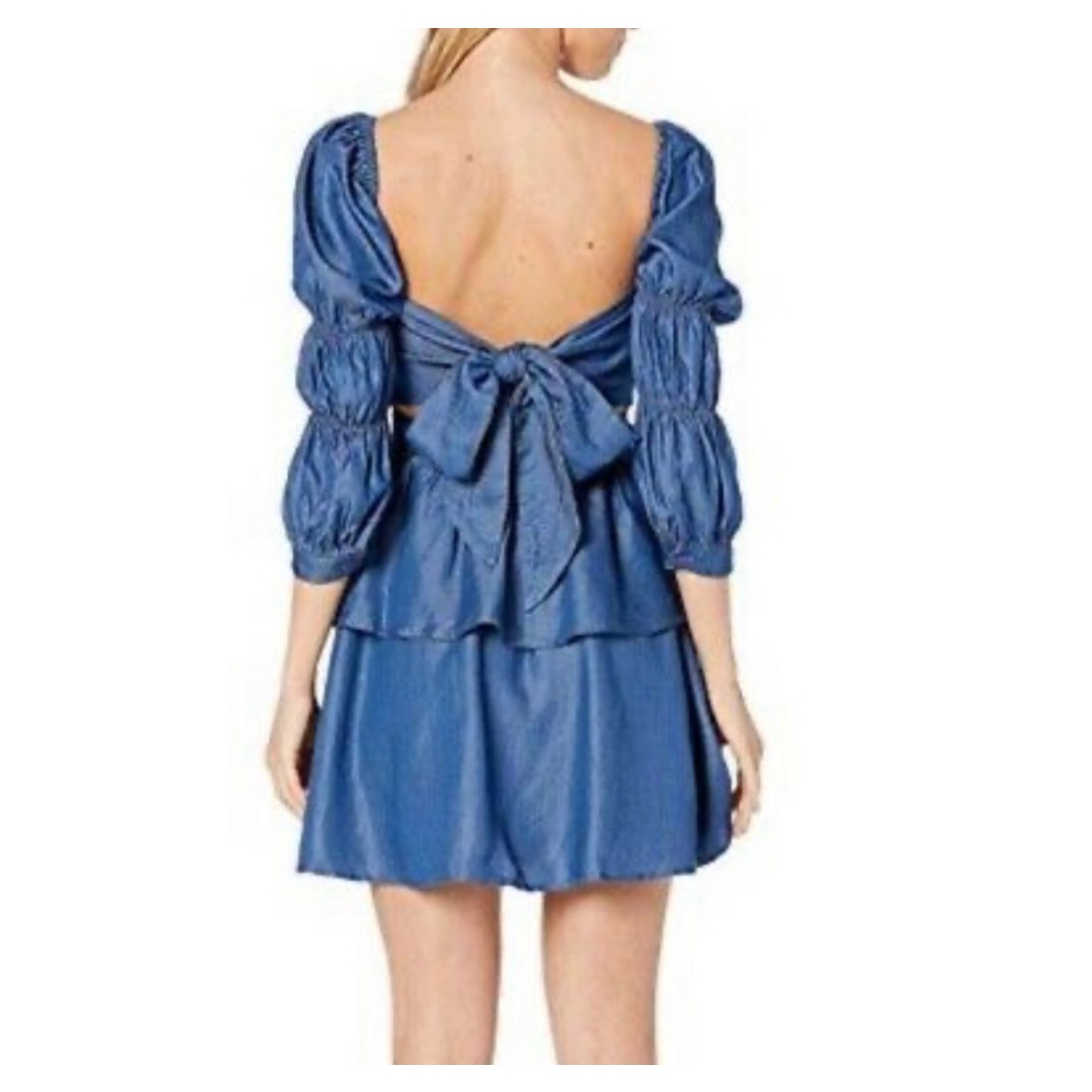 BEBE CHAMBRAY CUPCAKE DRESS 4 BLUE