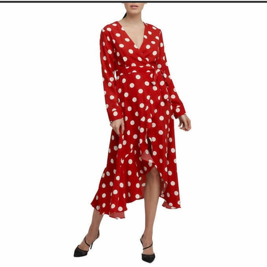 Cooper Street Long Printed Dress Red Dots