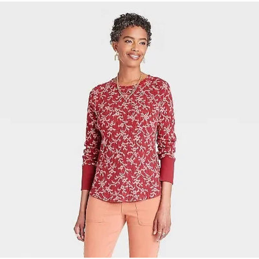 Women's Long Sleeve Thermal Top - Knox Rose Red Floral S