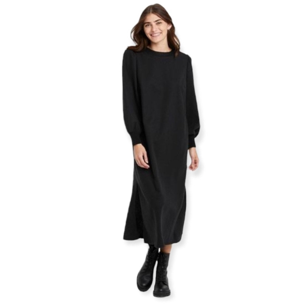 Women's Long Sleeve High Slit Knit Dress - Who What Wear 1X
