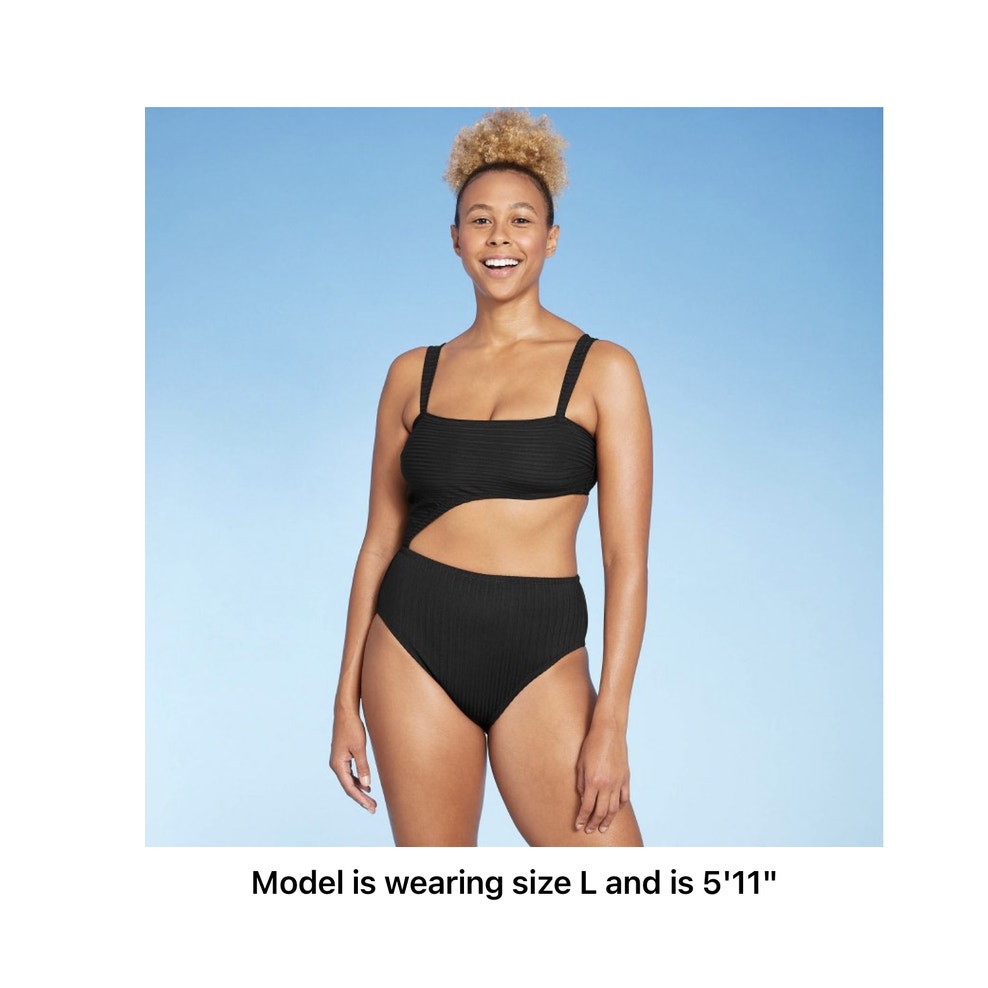 Women's Ribbed Cut Out One Piece Swimsuit - Shade & Shore™ S