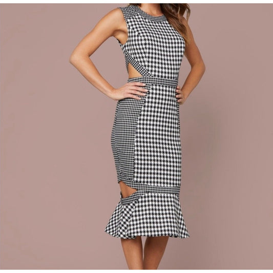 BEBE mixed check cutout dress 4