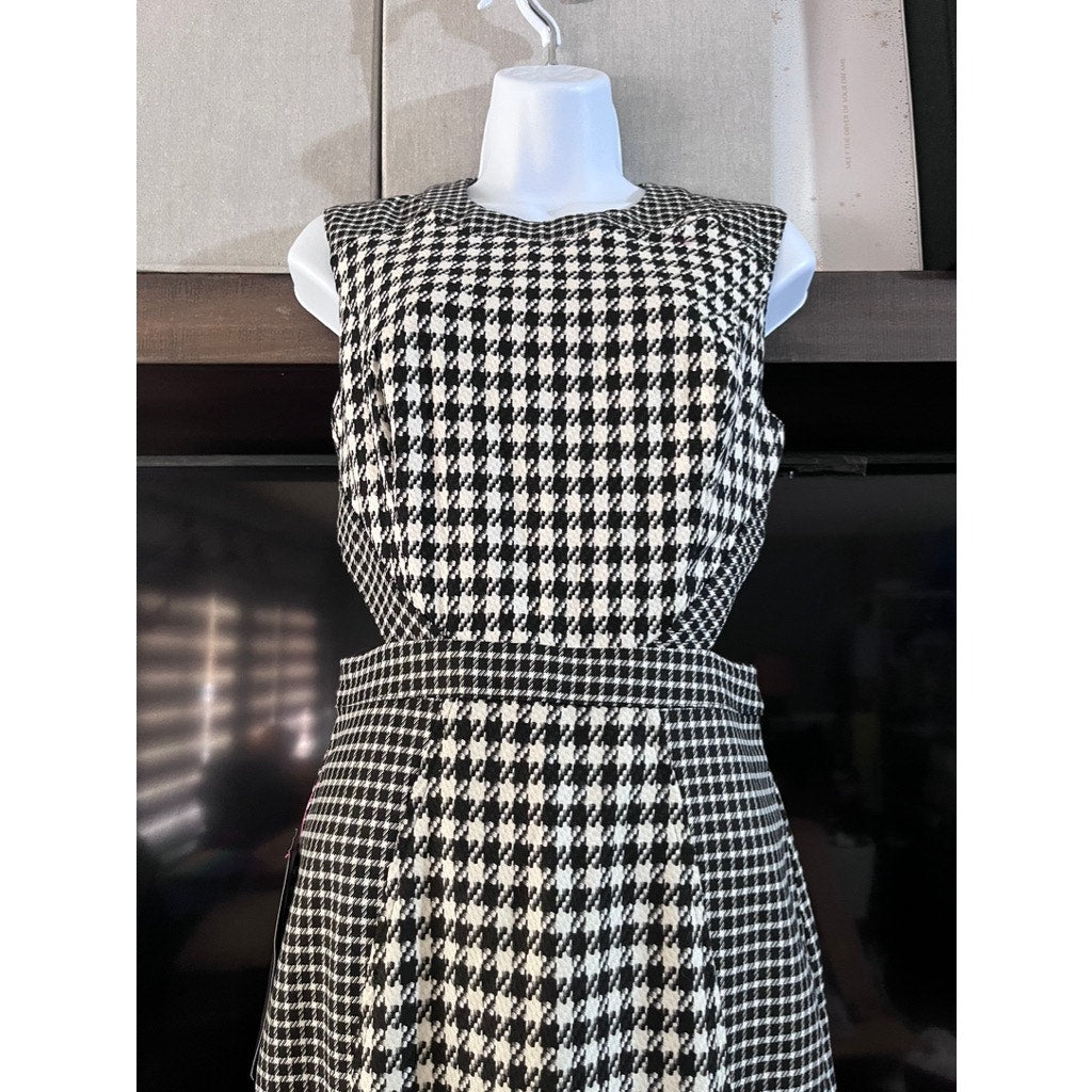 BEBE mixed check cutout dress 4