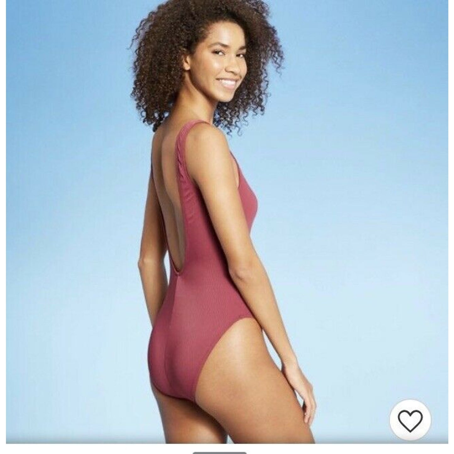 Womens Simple Textured One Piece Swimsuit - Sea Angel Wine M New