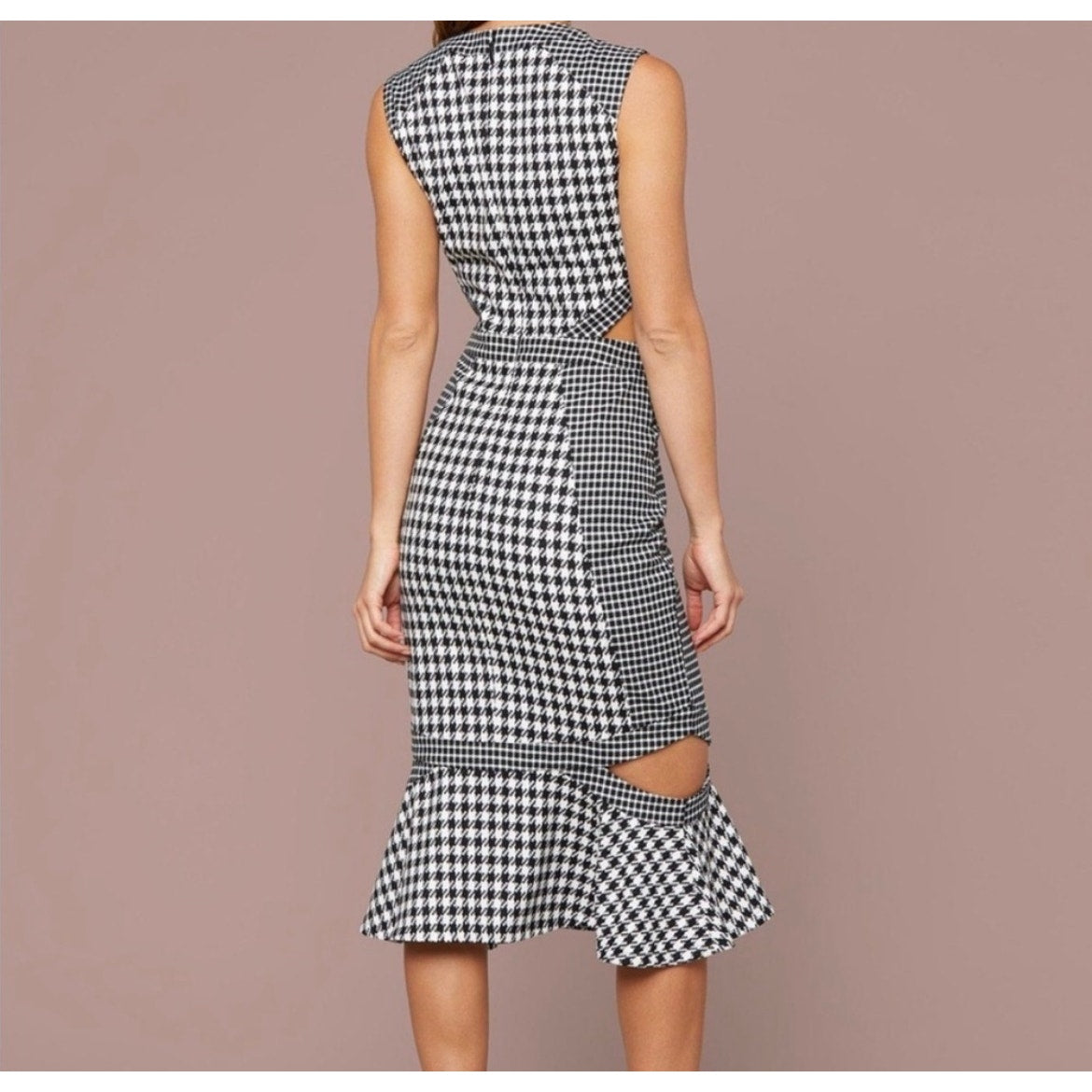 BEBE mixed check cutout dress 4