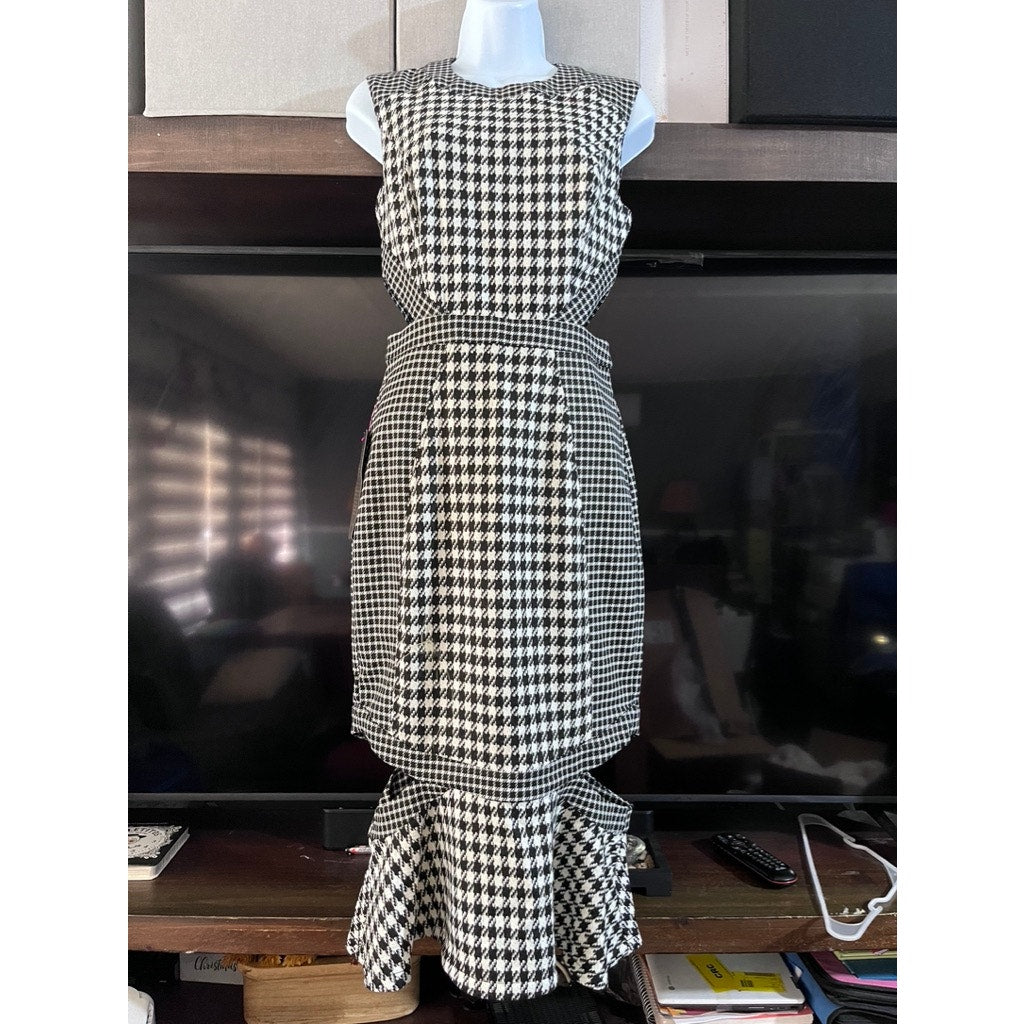 BEBE mixed check cutout dress 4