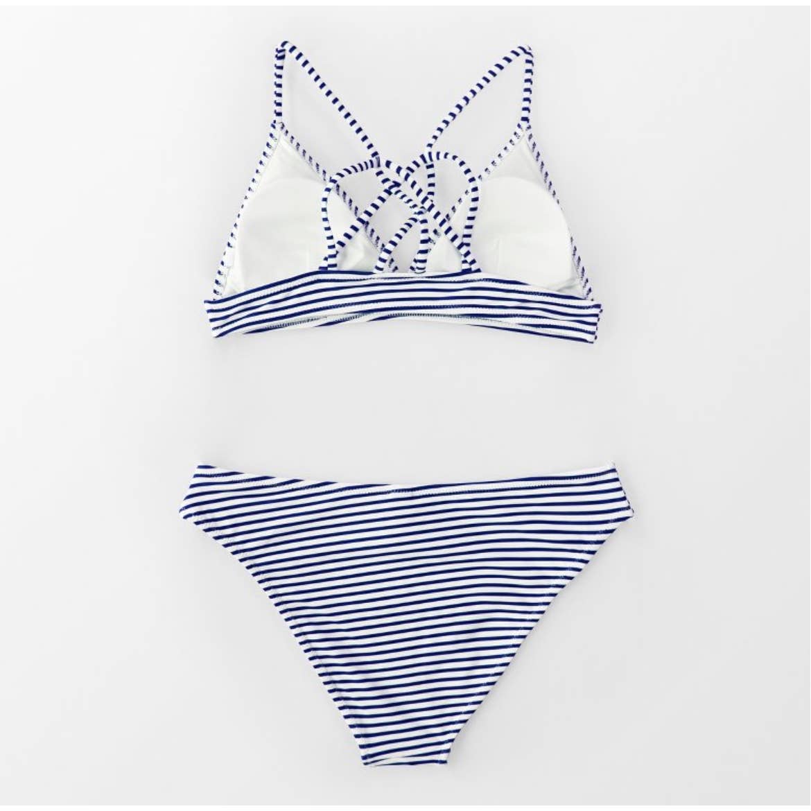 Women's Hit Summer Stripe Crisscross Low Waist Bikini Set - Cupshe -Blue/White M